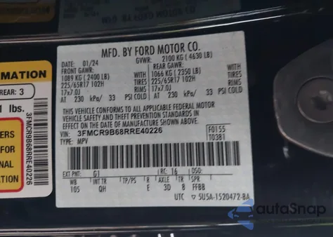 2024 Ford Bronco Sport from USA, damaged, VIN 3FMBR9C68RRE40226